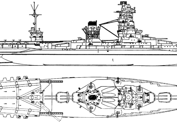 IJN Hyuga [Battleship] (1944) - drawings, dimensions, pictures